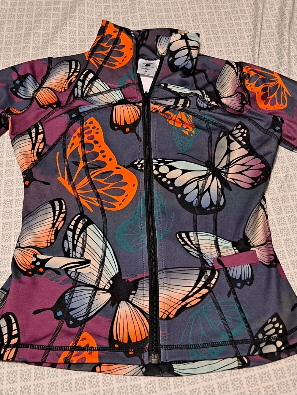 Powder Paws Butterfly Print Zip-Up Jacket in Multicolor Sz M